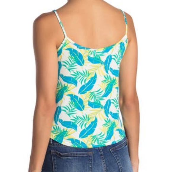 NWT Poof New York Green Tropical Print Tank Size S - Picture 2 of 5